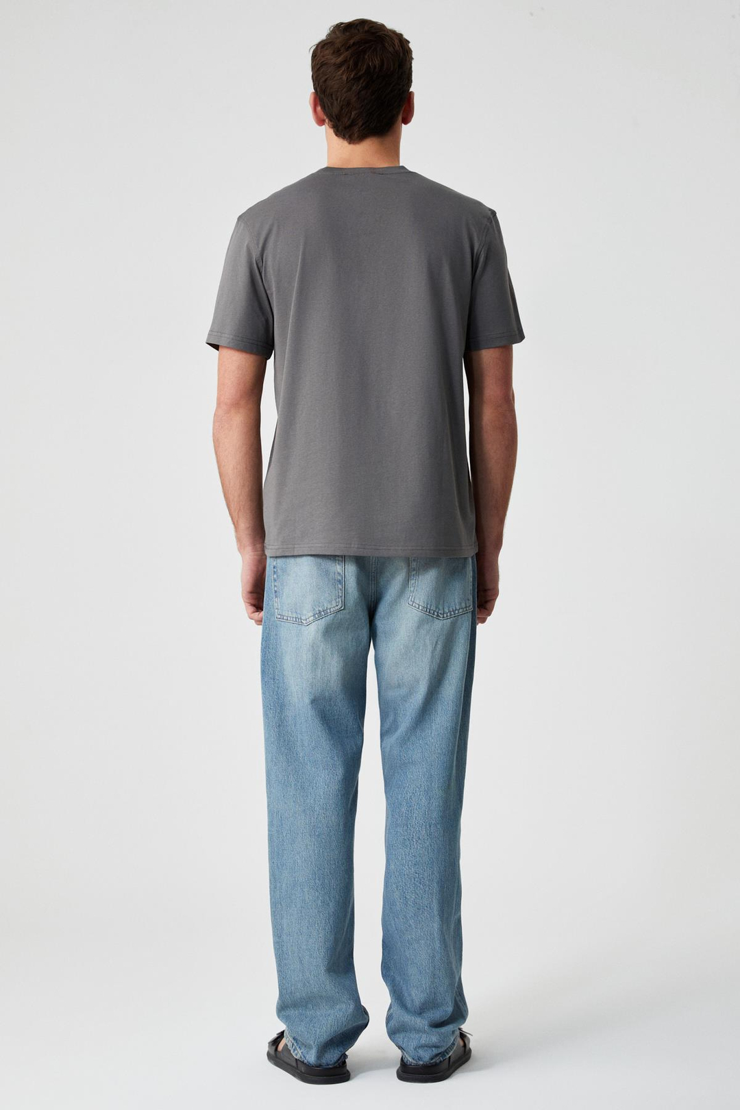 Solo Erkek %100 Organik Pamuklu Kalın Dokulu Comfort Fit Bisiklet Yakalı Gri T-Shirt