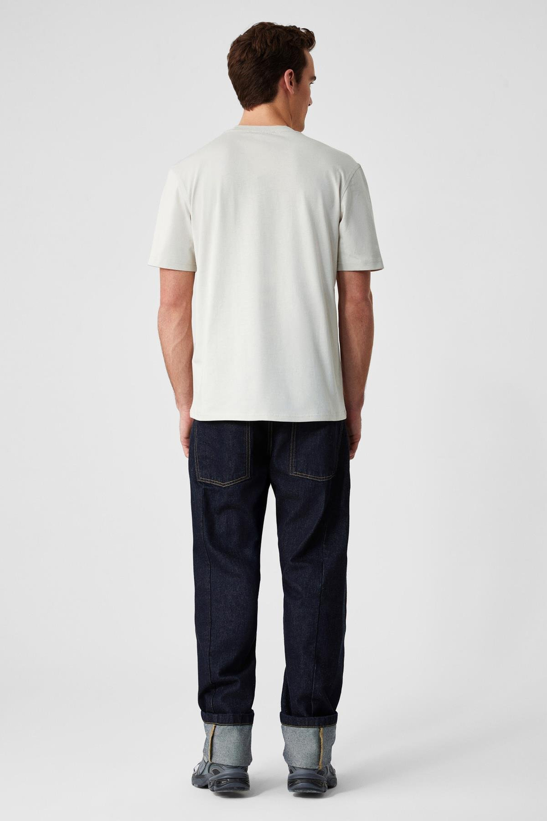 Solo Erkek %100 Organik Pamuklu Kalın Dokulu Comfort Fit Bisiklet Yakalı Açık Bej T-Shirt