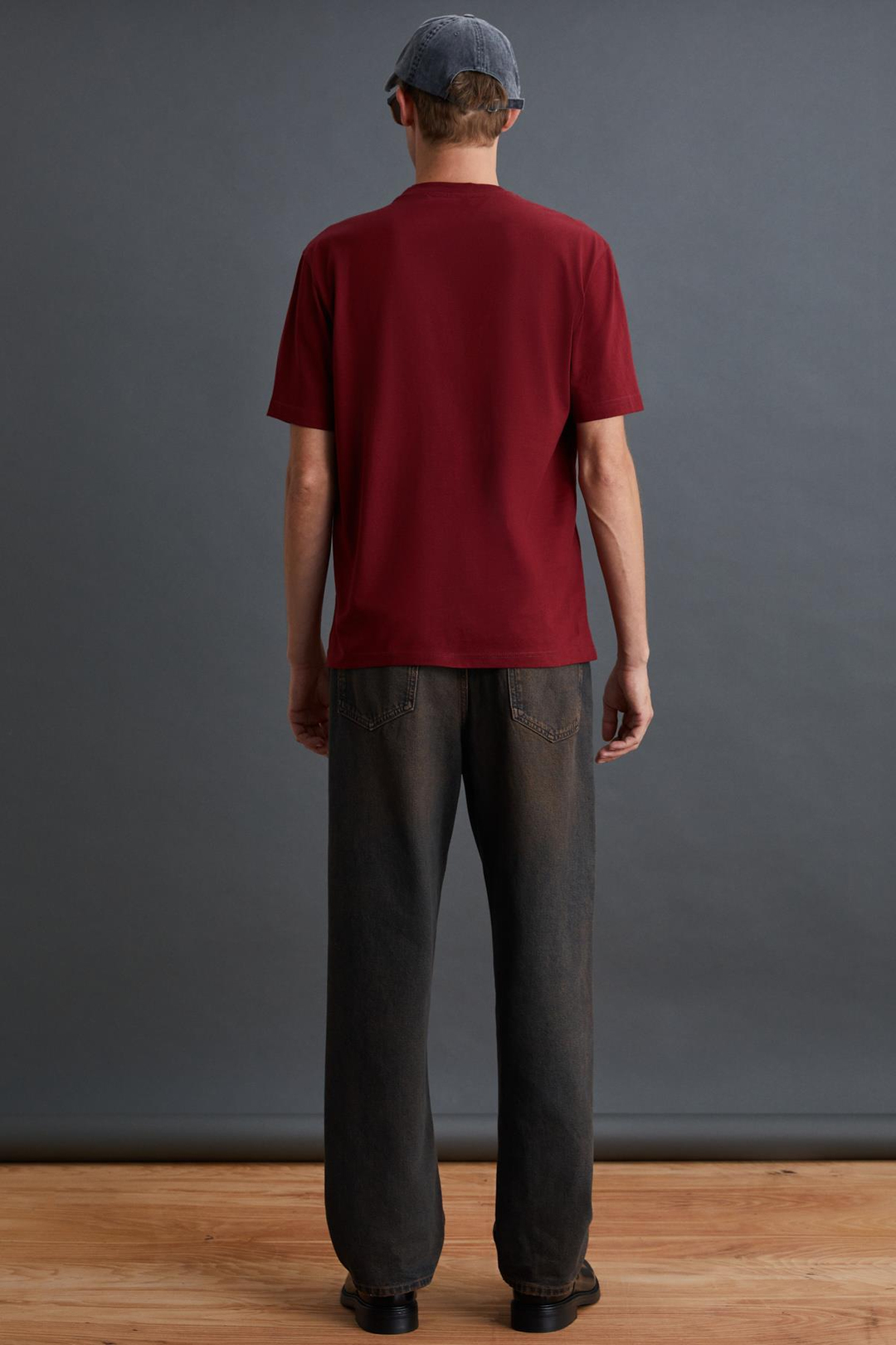 SOLO Erkek Süprem %100 Organik Pamuklu Kalın Dokulu Comfort Fit Bordo T-Shirt