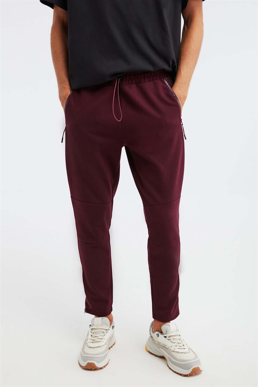 SOMBER Örme Slim Fit Bordo  Pantolon
