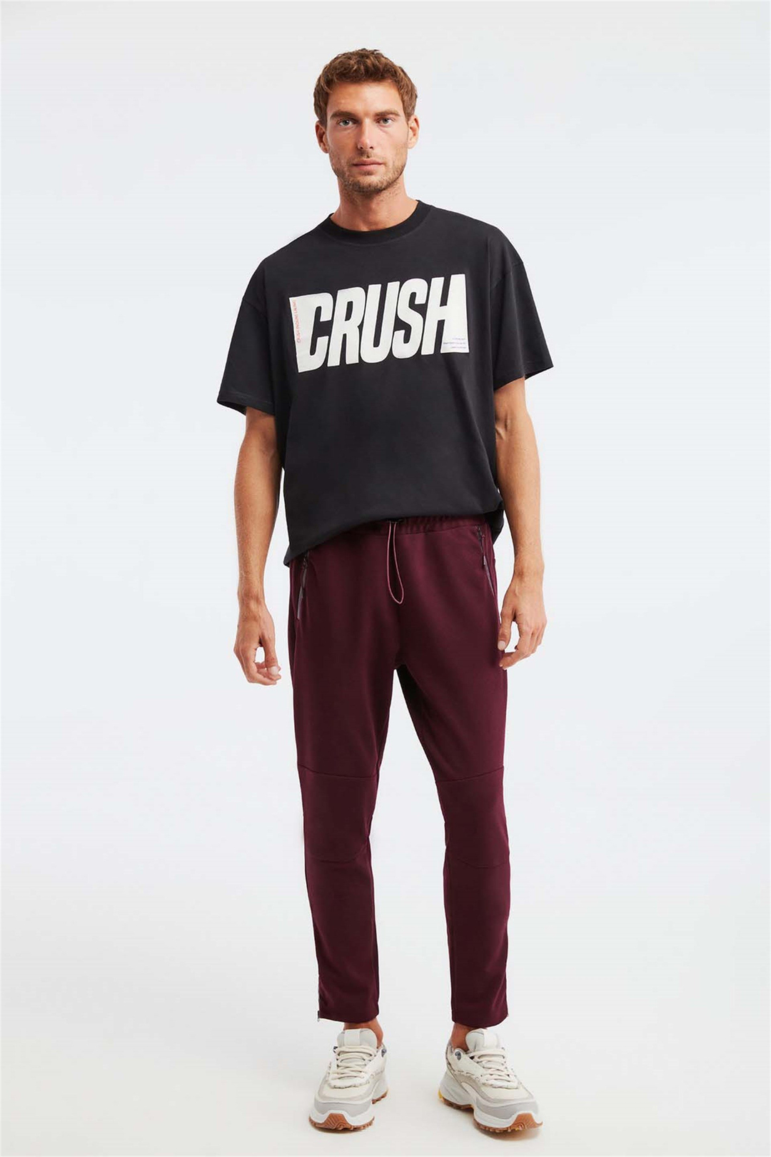SOMBER Örme Slim Fit Bordo  Pantolon