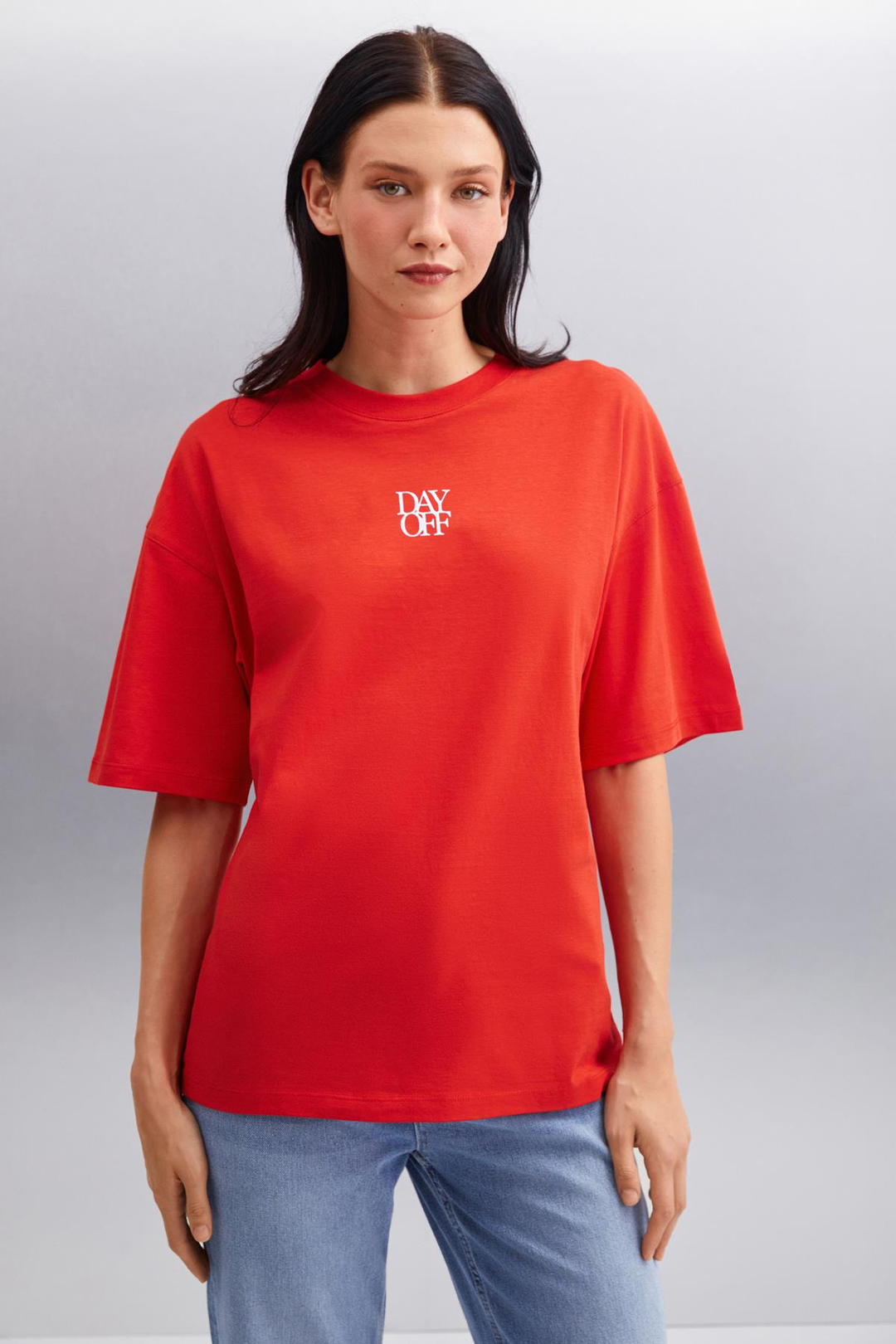 SOULING 100% Pamuk Kadın T-Shirt Kırmızı T-Shirt