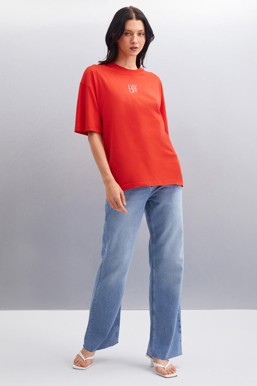 SOULING 100% Pamuk Kadın T-Shirt Kırmızı T-Shirt