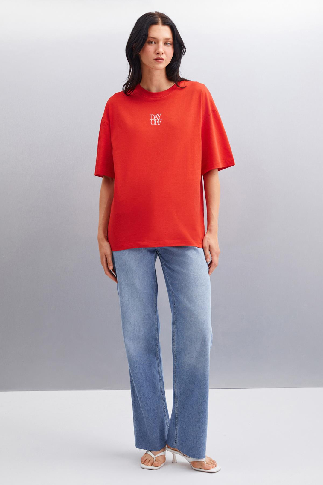 SOULING 100% Pamuk Kadın T-Shirt Kırmızı T-Shirt