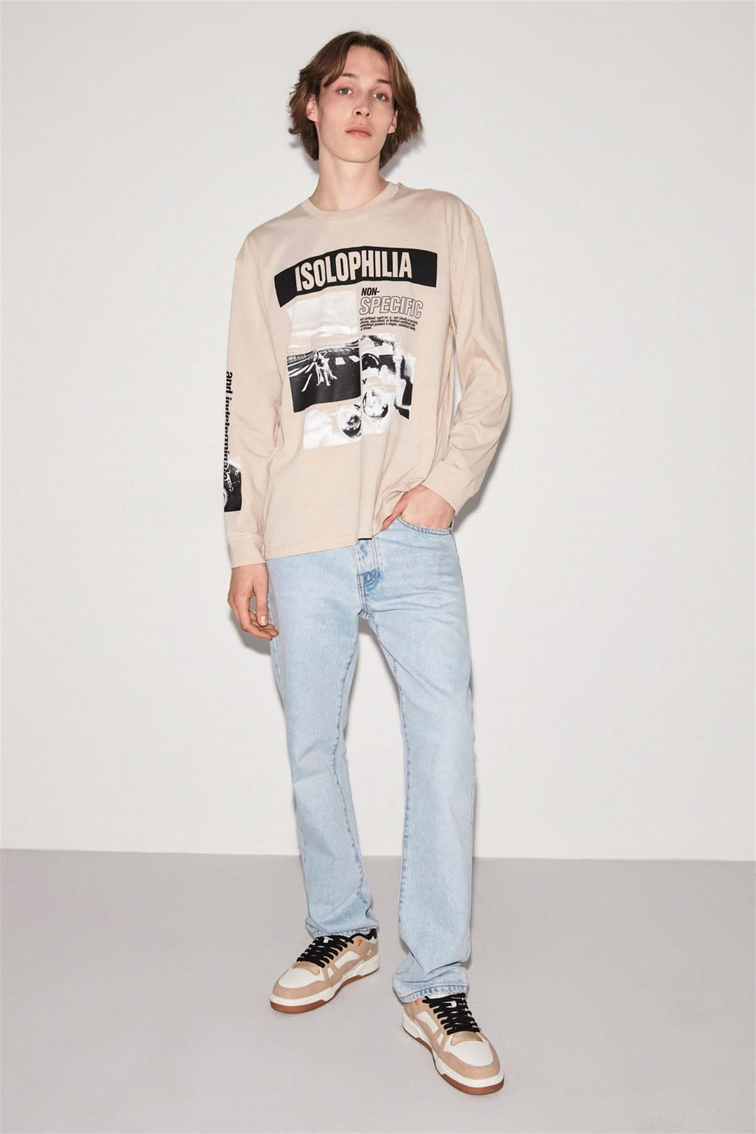 SPECIFIC Örme Comfort Fit Bej  T-Shirt