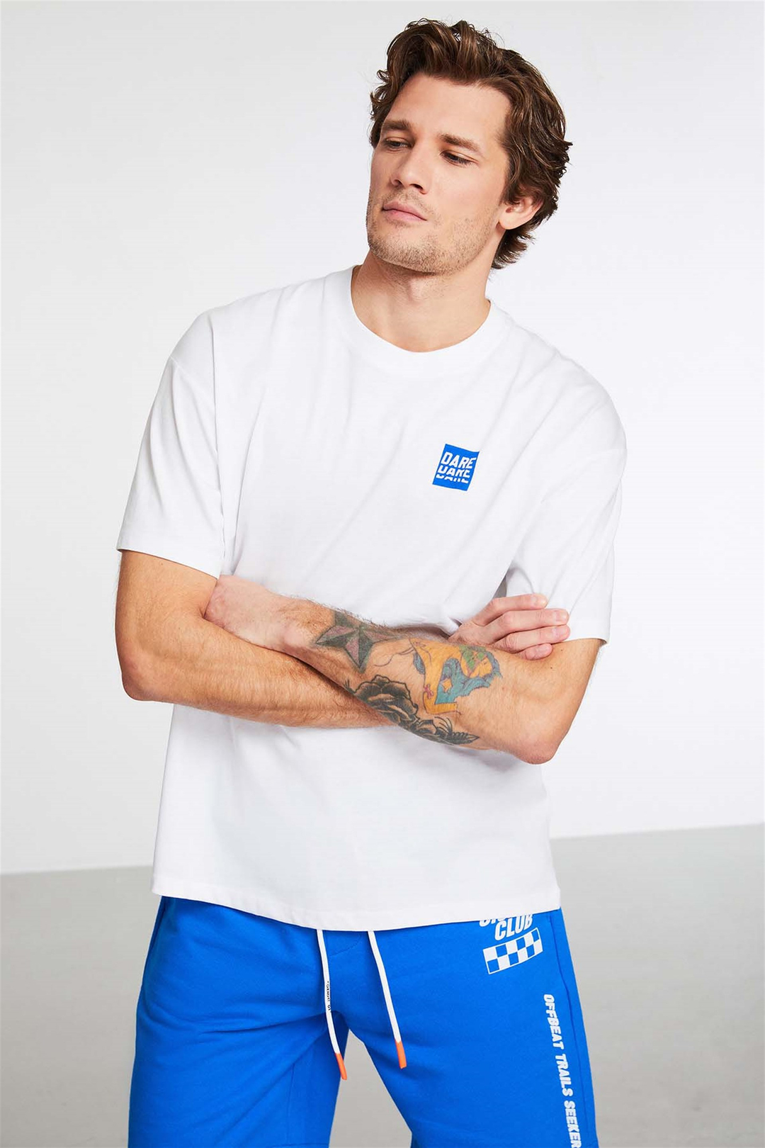 SPOTLIGHT Örme Oversize Beyaz  T-Shirt