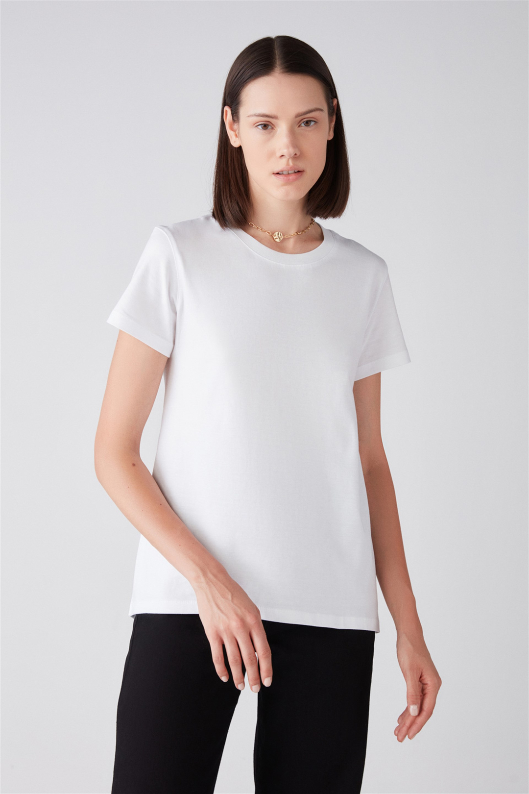 STELLA Örme Comfort Fit Beyaz  T-Shirt