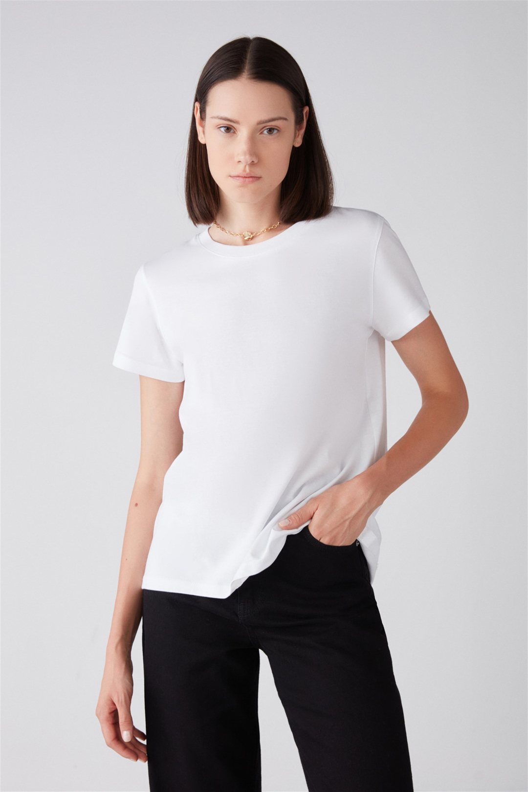 STELLA Örme Comfort Fit Beyaz  T-Shirt