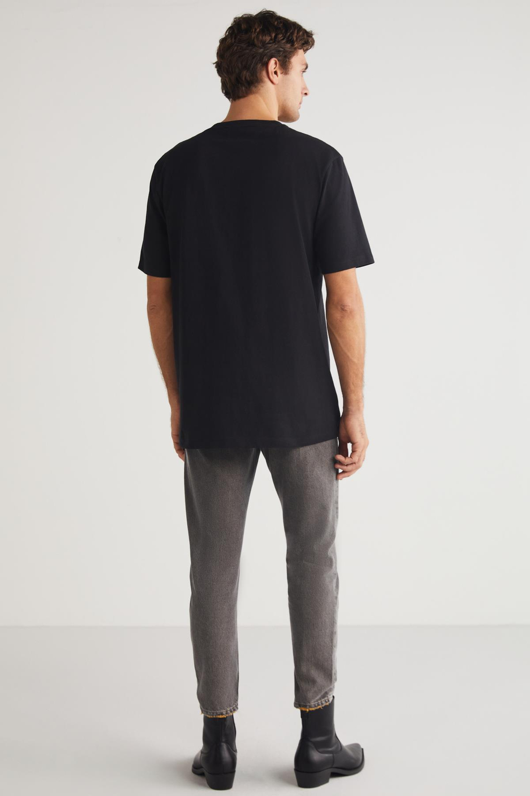 STEVEN Basic Regular Siyah Tekli T-Shirt
