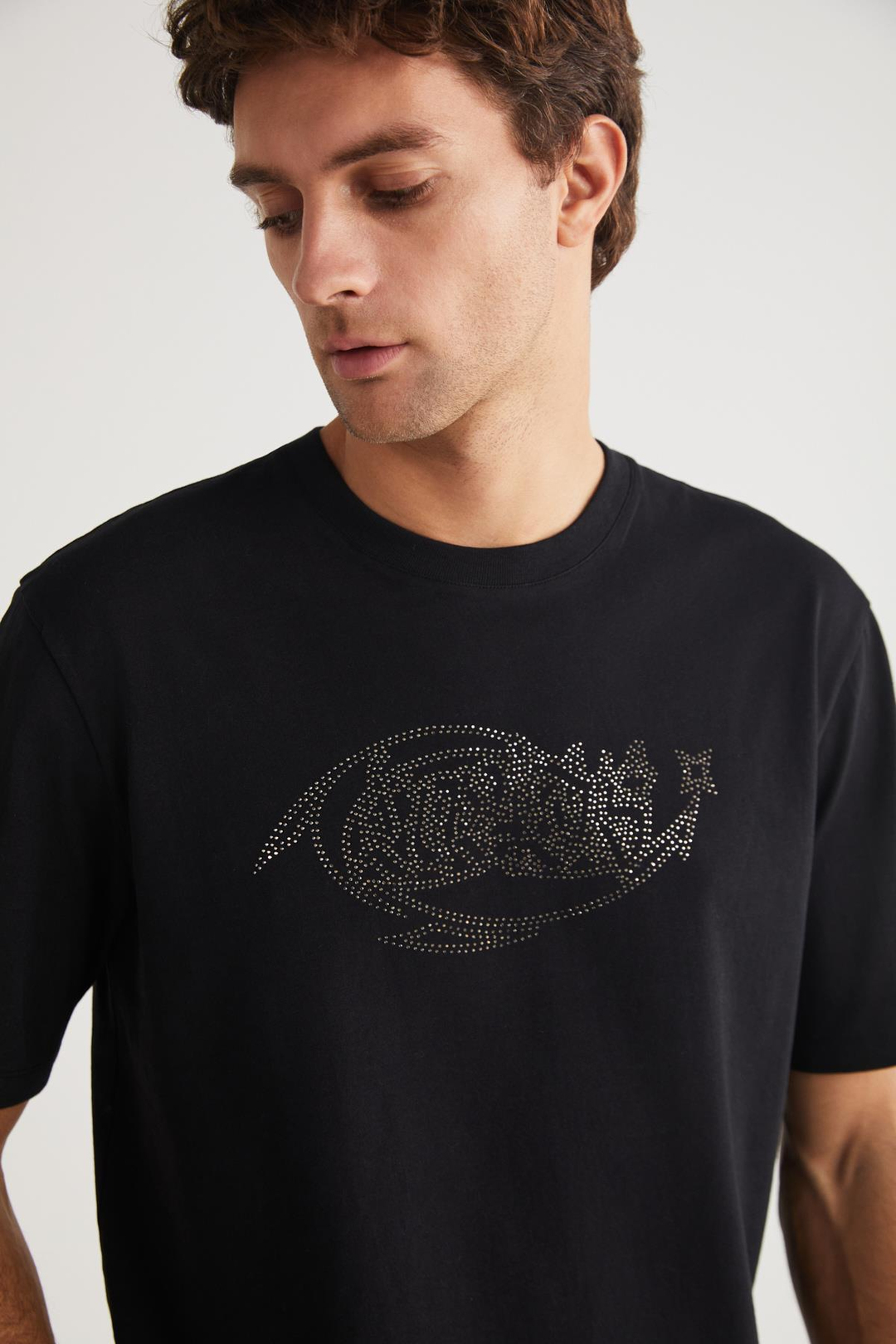 STEVEN Basic Regular Siyah Tekli T-Shirt