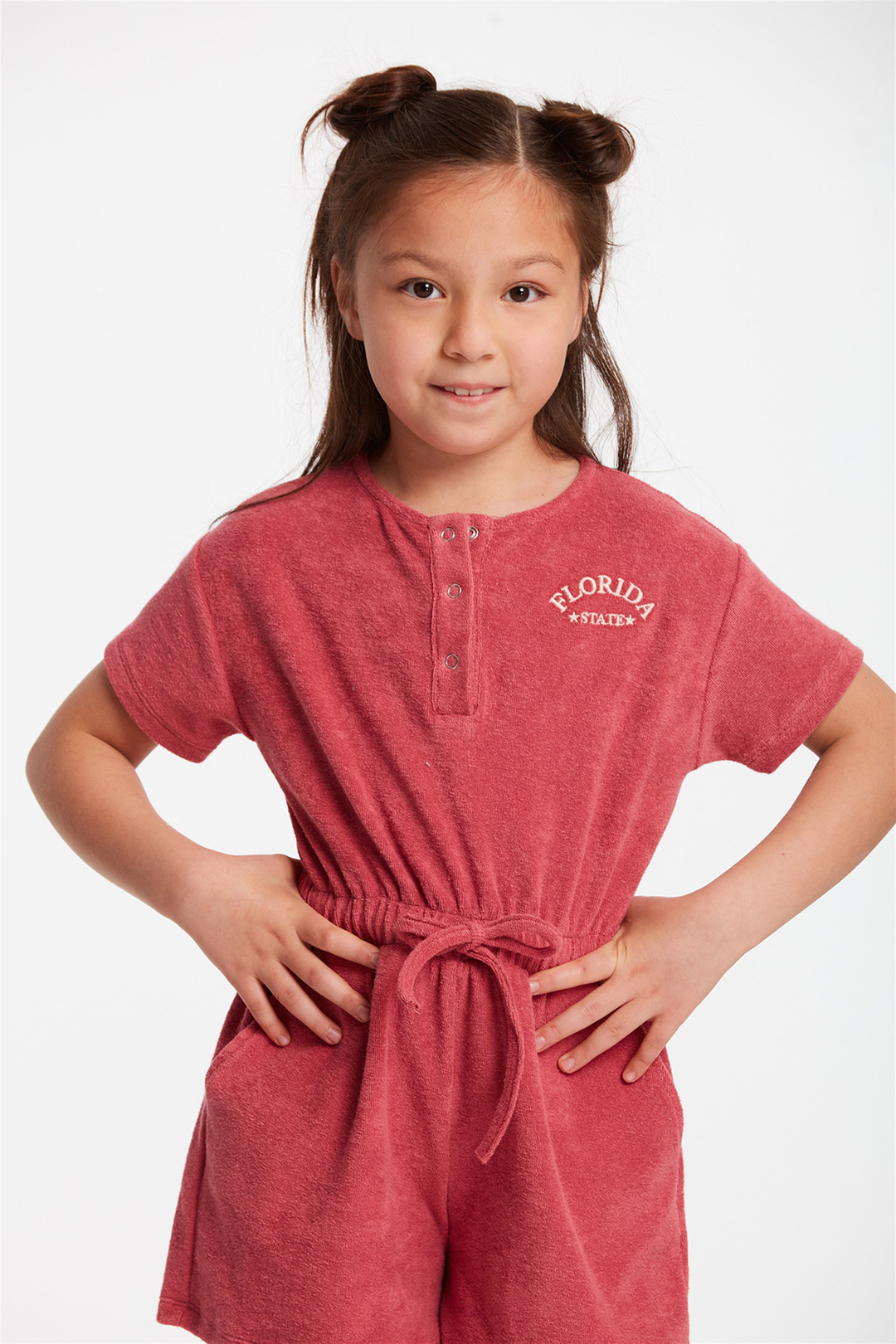 TAFFY Çocuk Bordo Nakışlı-İşlemeli Yuvarlak Yaka Comfort Fit Tulum