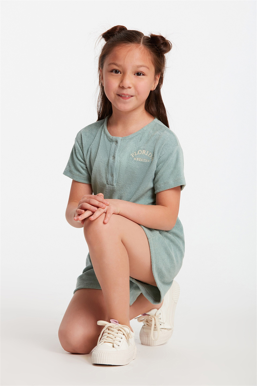 TAFFY Çocuk Mint Yeşili Nakışlı-İşlemeli Yuvarlak Yaka Comfort Fit Tulum