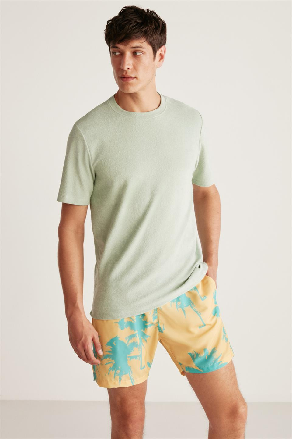 THİAGO Dokuma Regular Sarı  Deniz Şortu