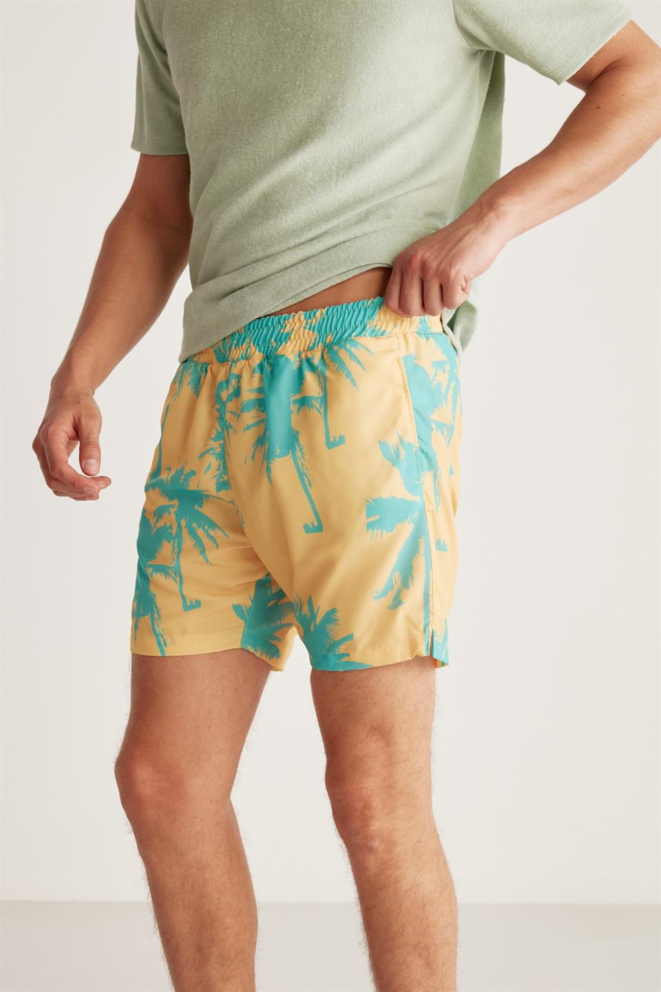 THİAGO Dokuma Regular Sarı  Deniz Şortu