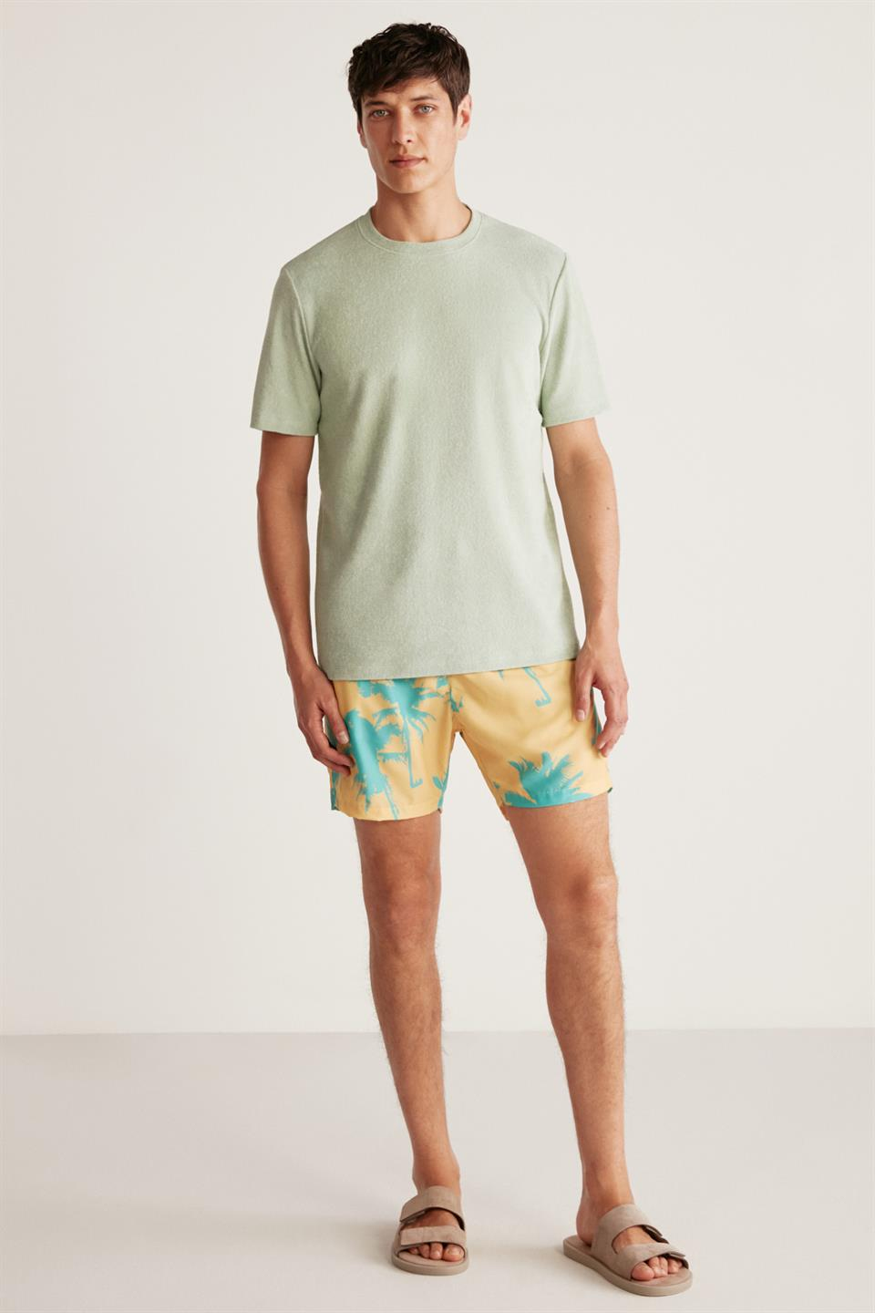 THİAGO Dokuma Regular Sarı  Deniz Şortu