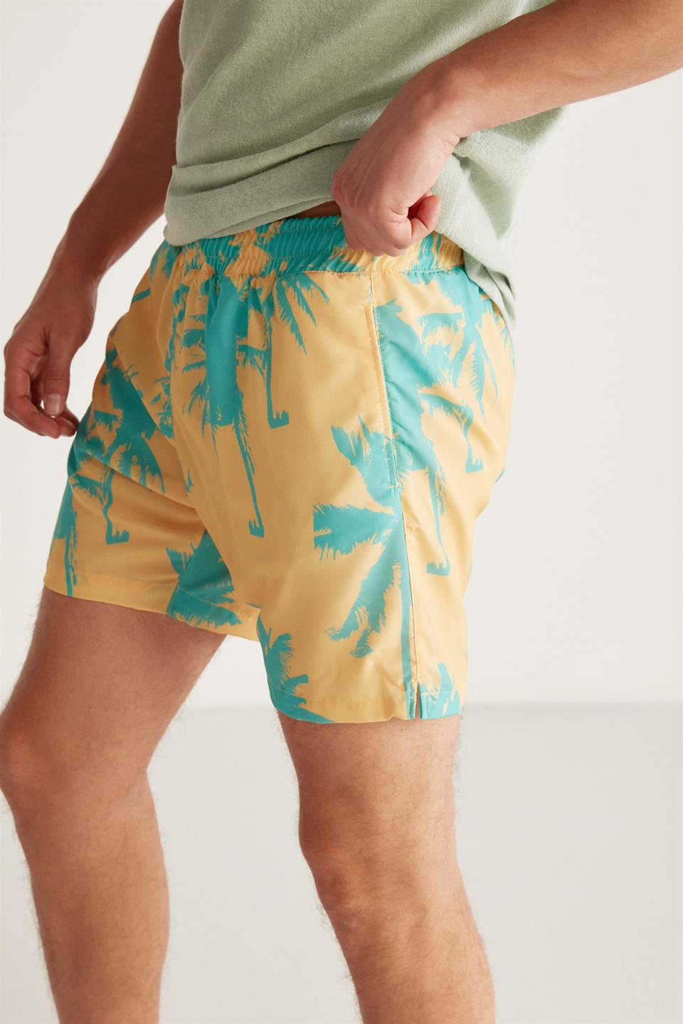THİAGO Dokuma Regular Sarı  Deniz Şortu