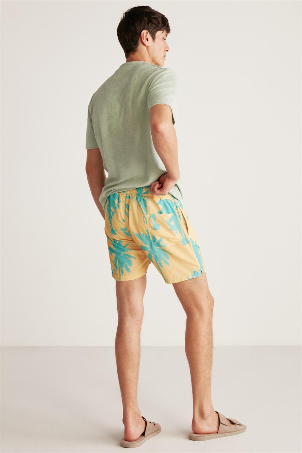 THİAGO Dokuma Regular Sarı  Deniz Şortu