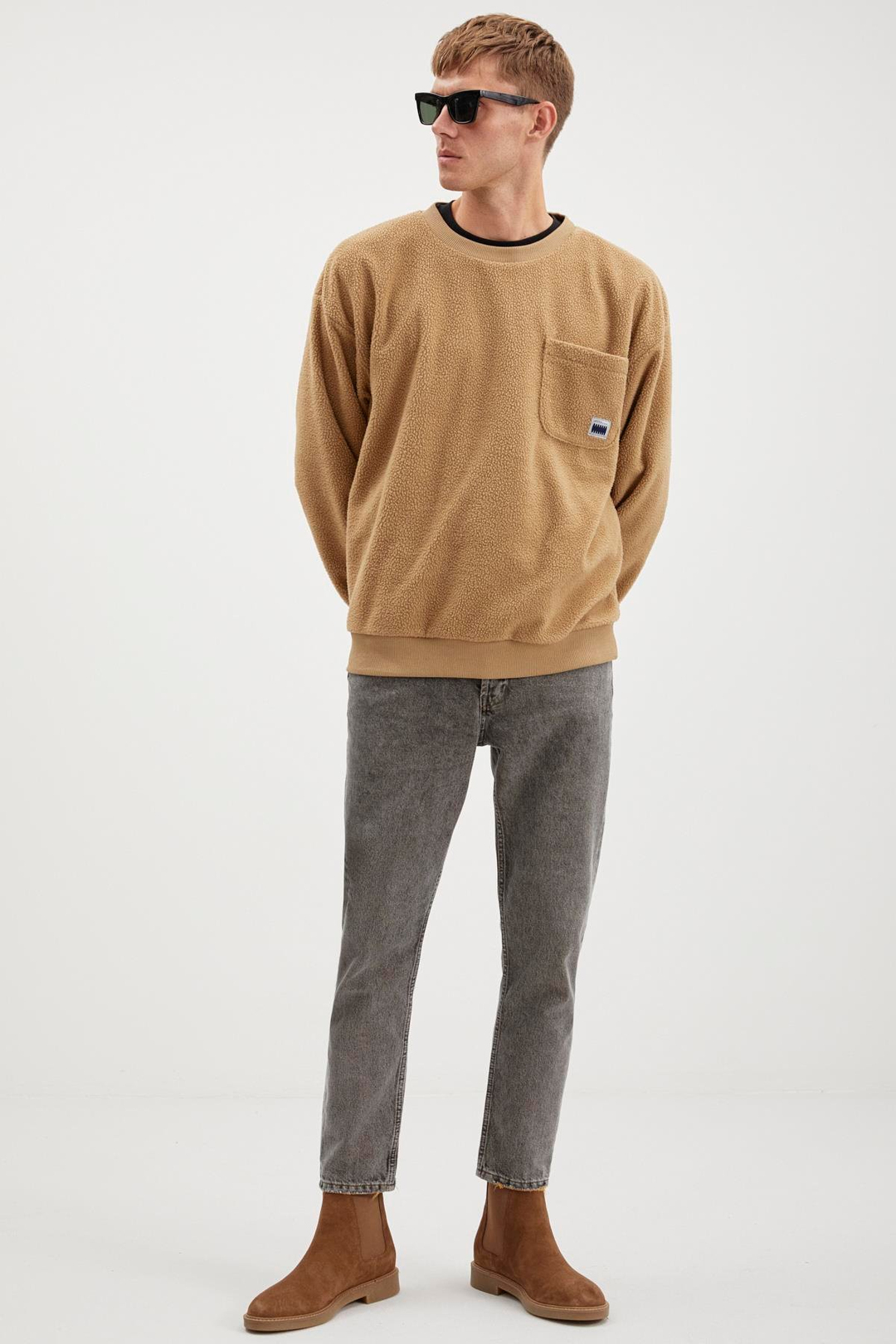 THOMPSON  Relaxed Açık Kahverengi Tekli Sweatshirt