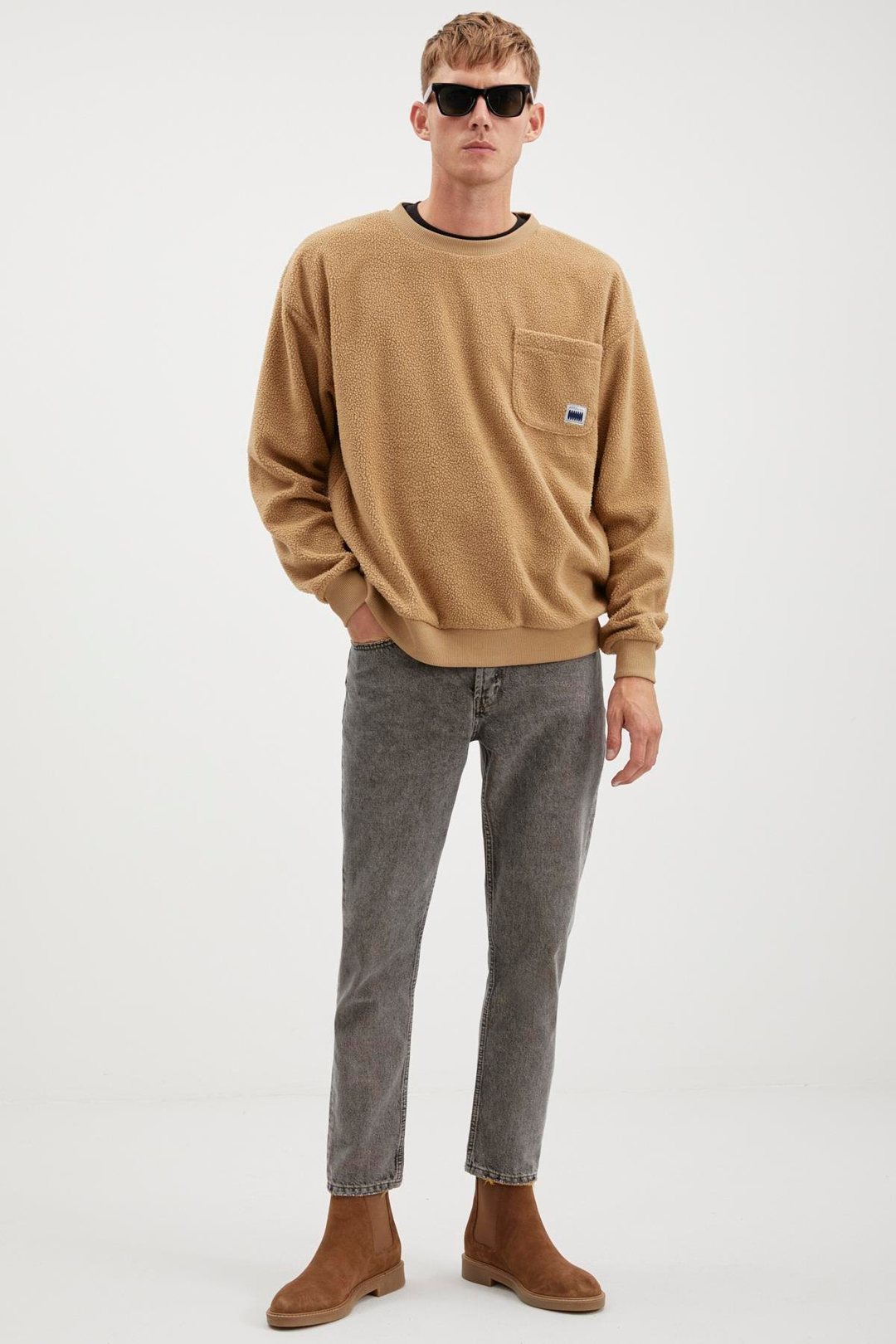 THOMPSON  Relaxed Açık Kahverengi Tekli Sweatshirt