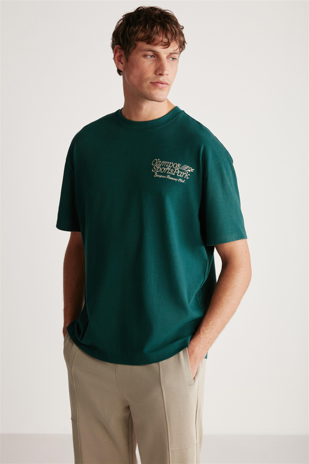 TIESTO Örme Oversize Yeşil Tekli T-Shirt