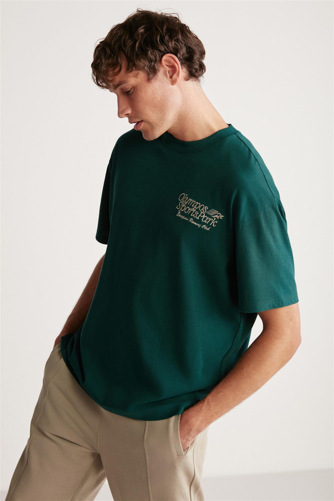 TIESTO Örme Oversize Yeşil Tekli T-Shirt