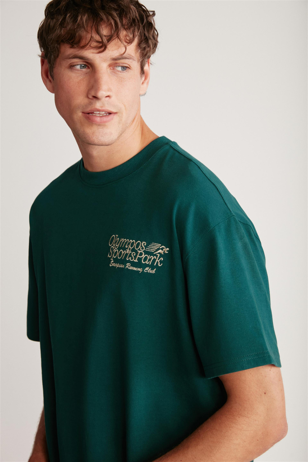 TIESTO Örme Oversize Yeşil Tekli T-Shirt