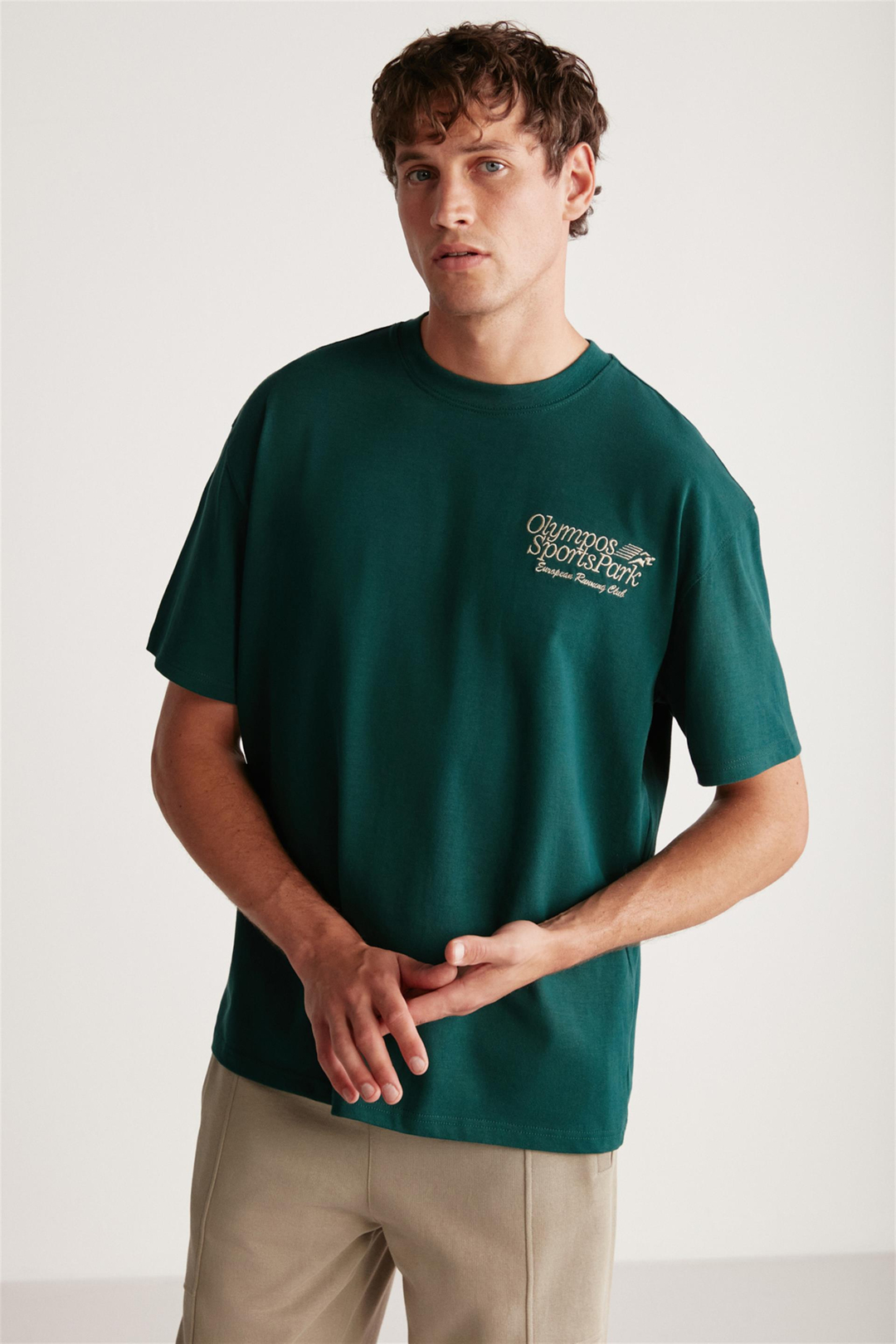TIESTO Örme Oversize Yeşil Tekli T-Shirt