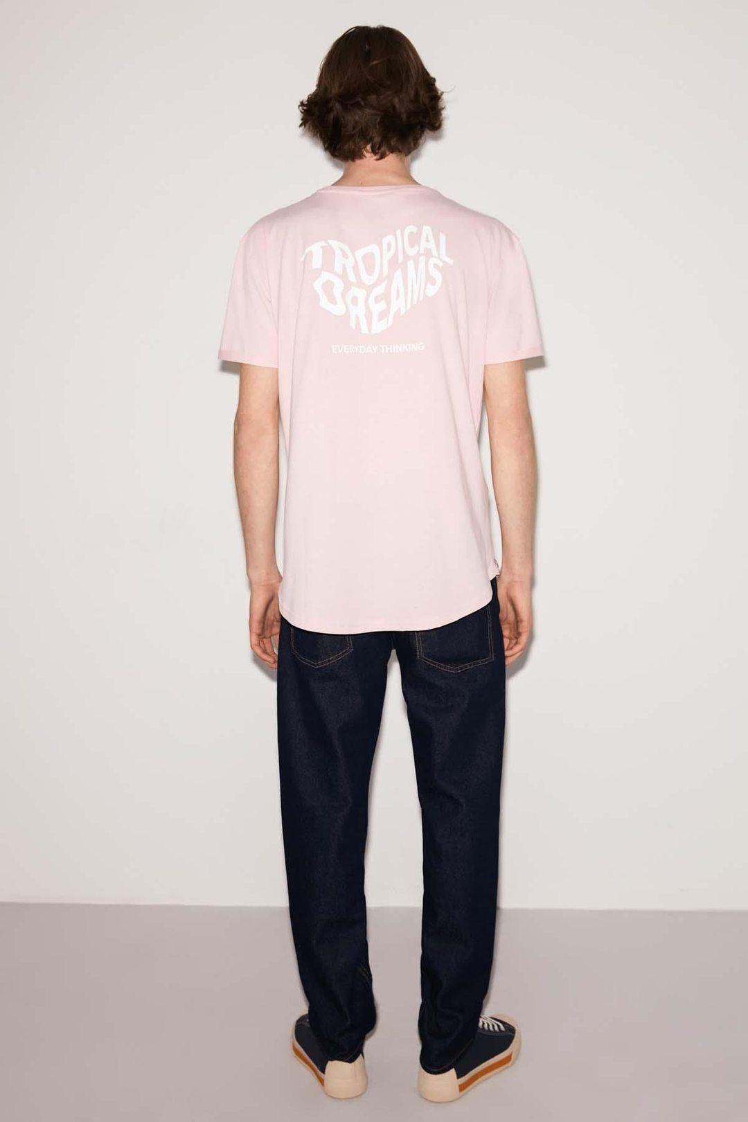 Tropıcal Örme Long Fit Pembe T-Shirt