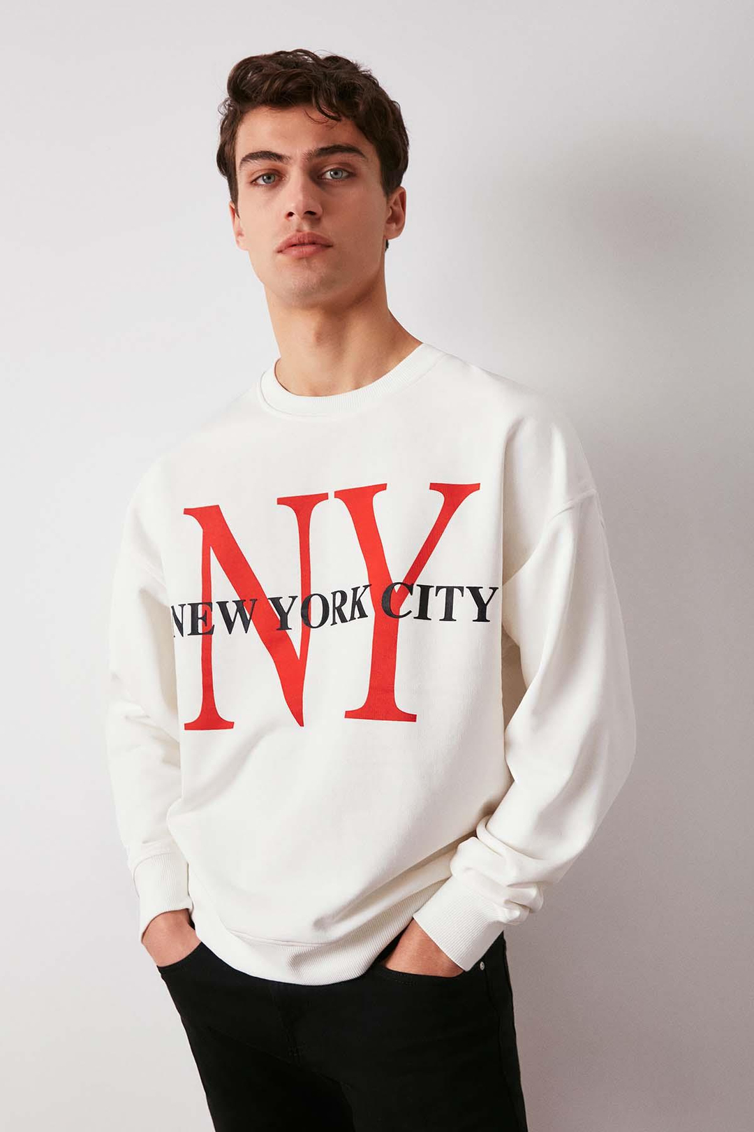 Varsıty Oversize Ekru Sweatshirt