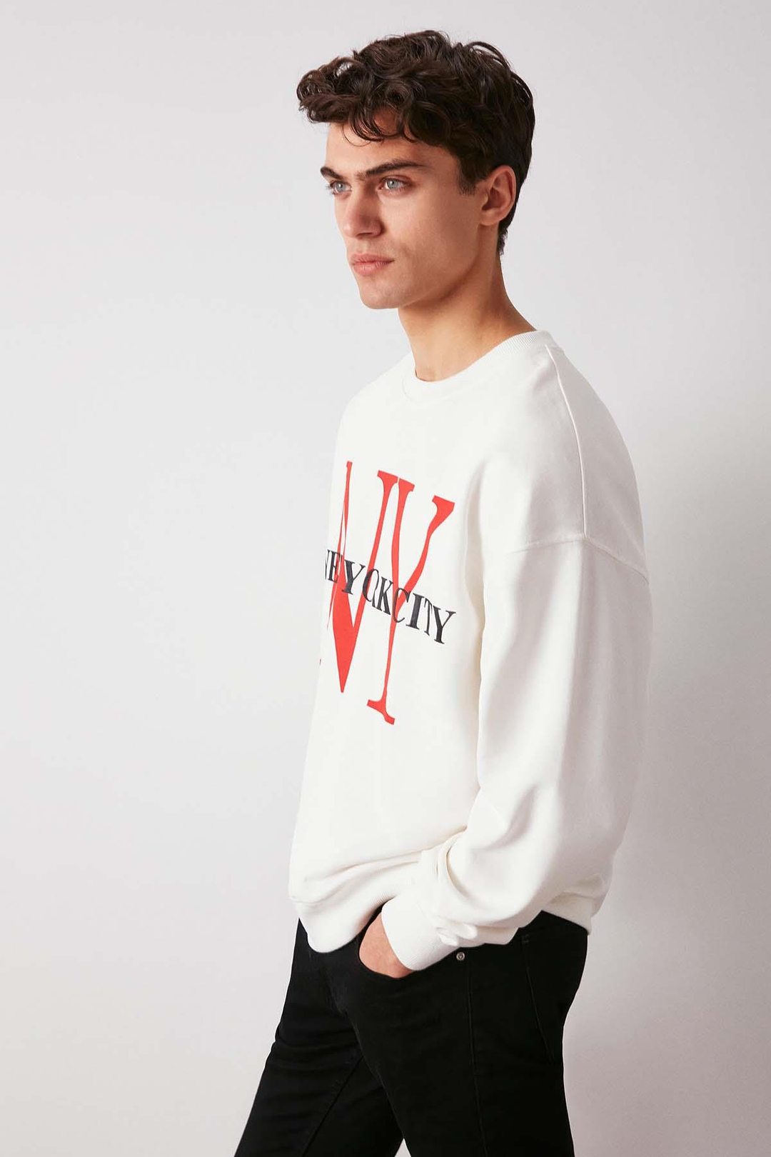 Varsıty Oversize Ekru Sweatshirt