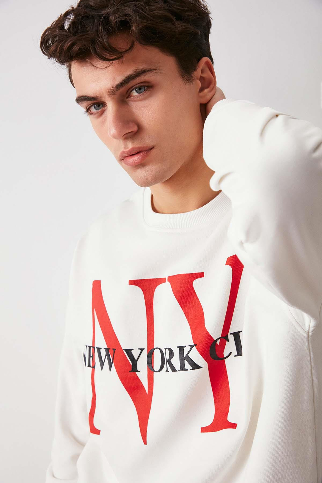 Varsıty Oversize Ekru Sweatshirt
