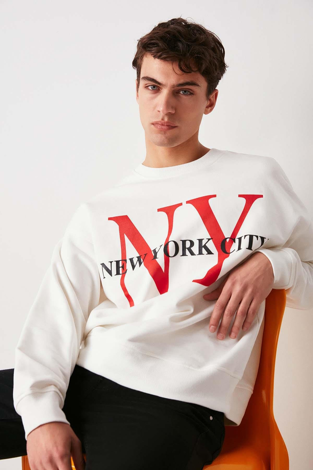 Varsıty Oversize Ekru Sweatshirt