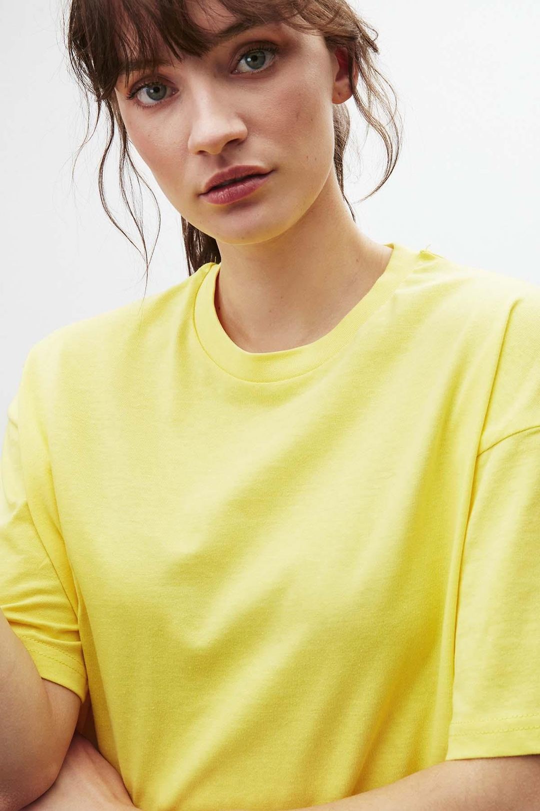 VERA Oversize Yuvarlak Yaka Sarı T-Shirt