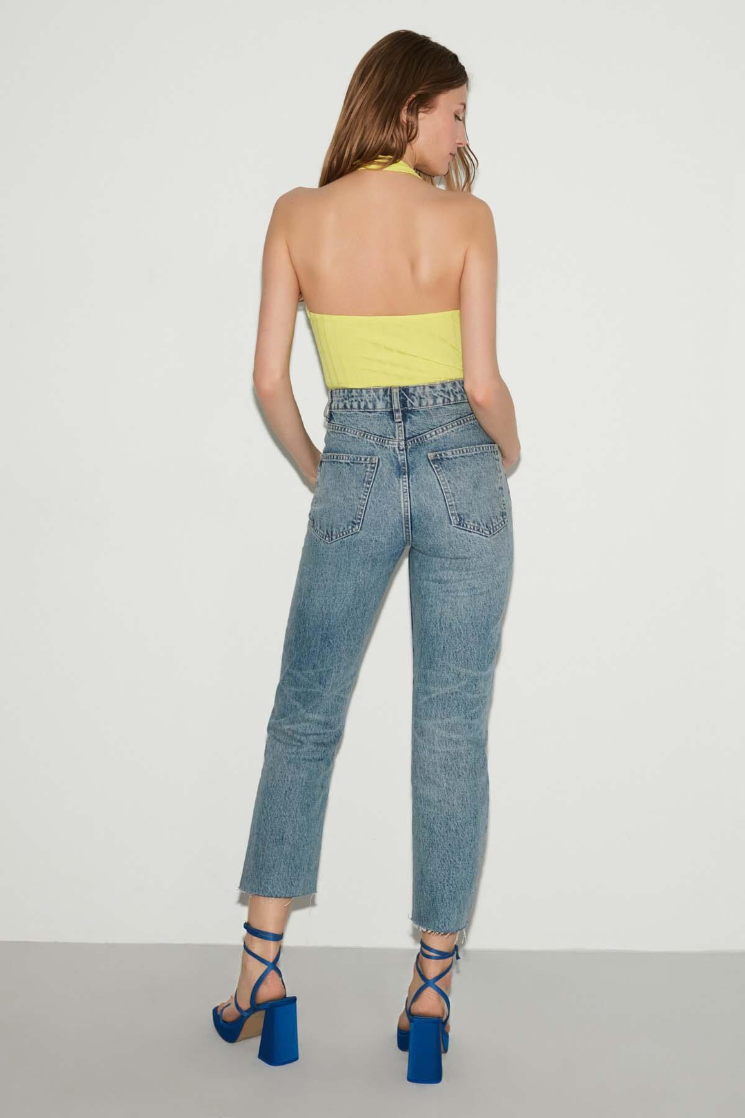 VERONICA Slim Fit Boyundan Bağlamalı Sarı Bluz