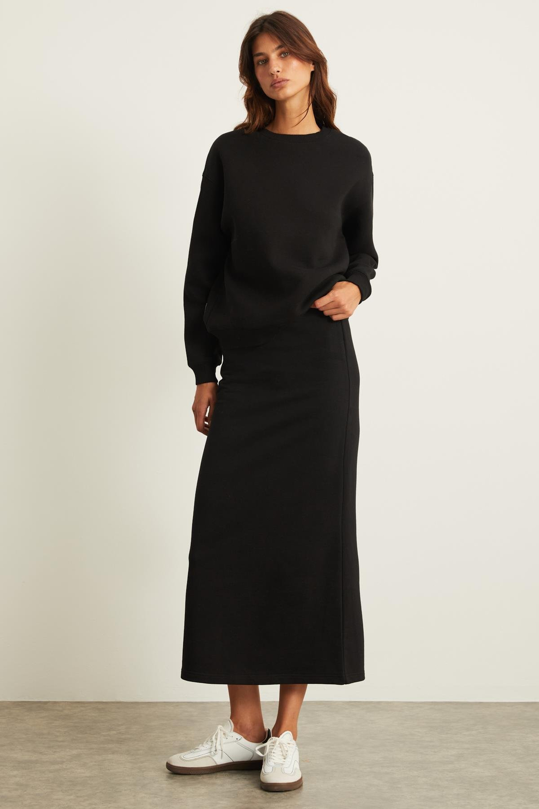 VILI Relaxed Oversize Siyah Tekli Sweatshirt
