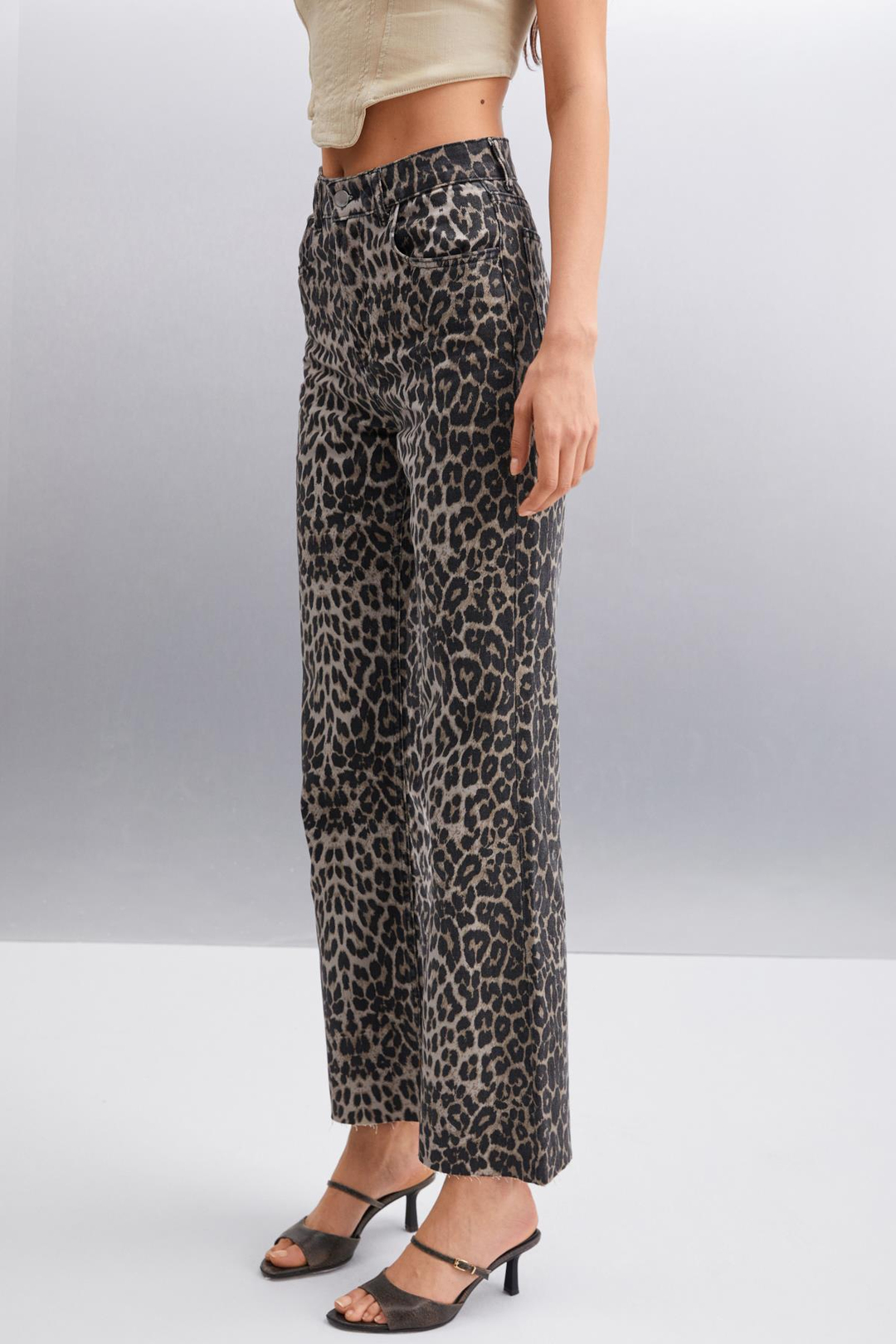 VILMA Kadın %100 Pamuk Leopar Desenli Jeans