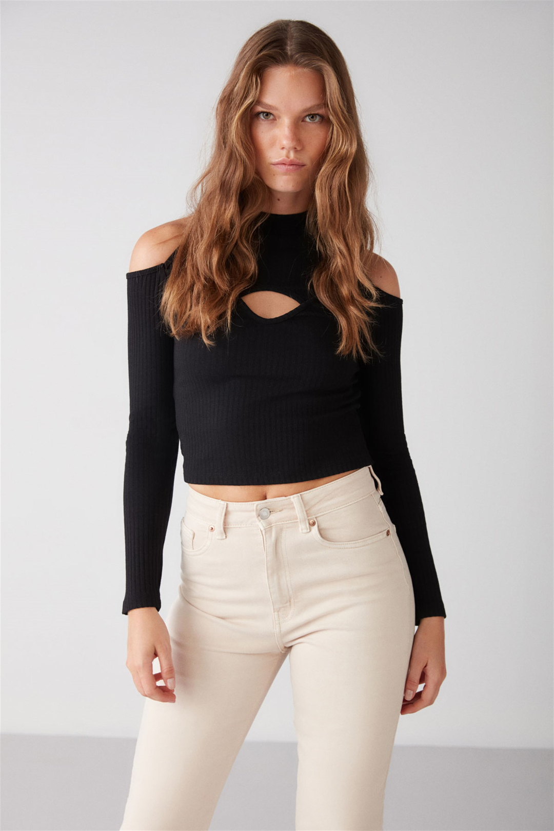 VITTORIA Örme Slim Fit Siyah  Bluz