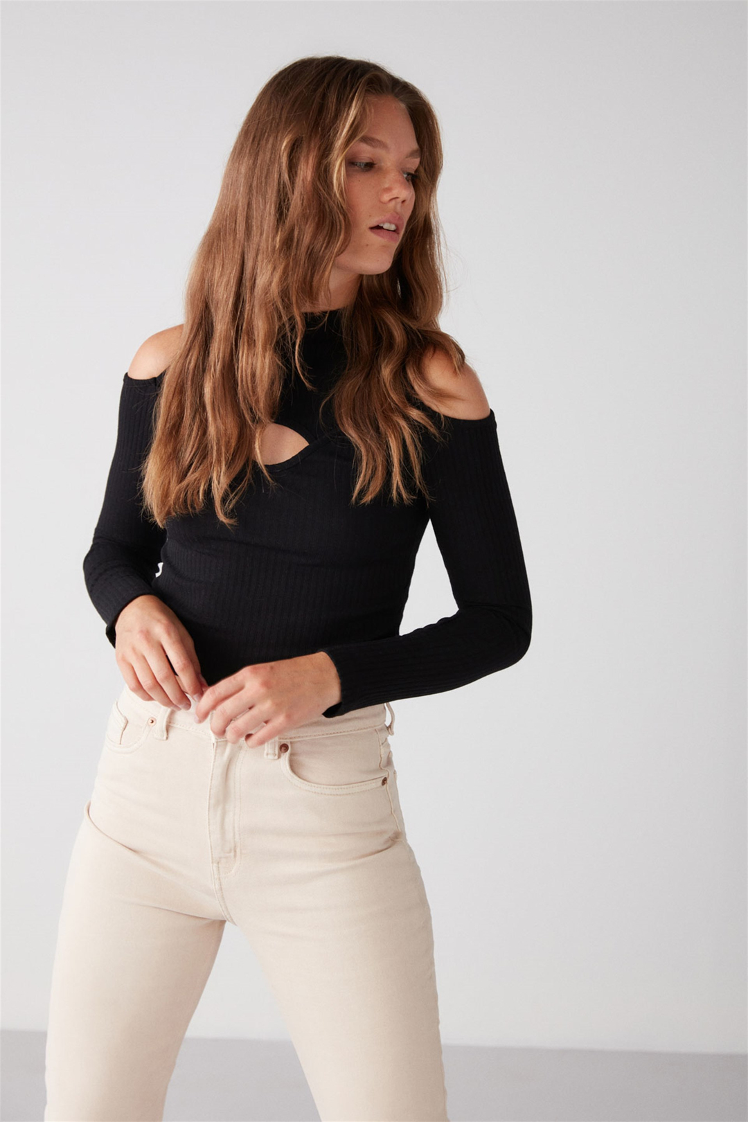 VITTORIA Örme Slim Fit Siyah  Bluz