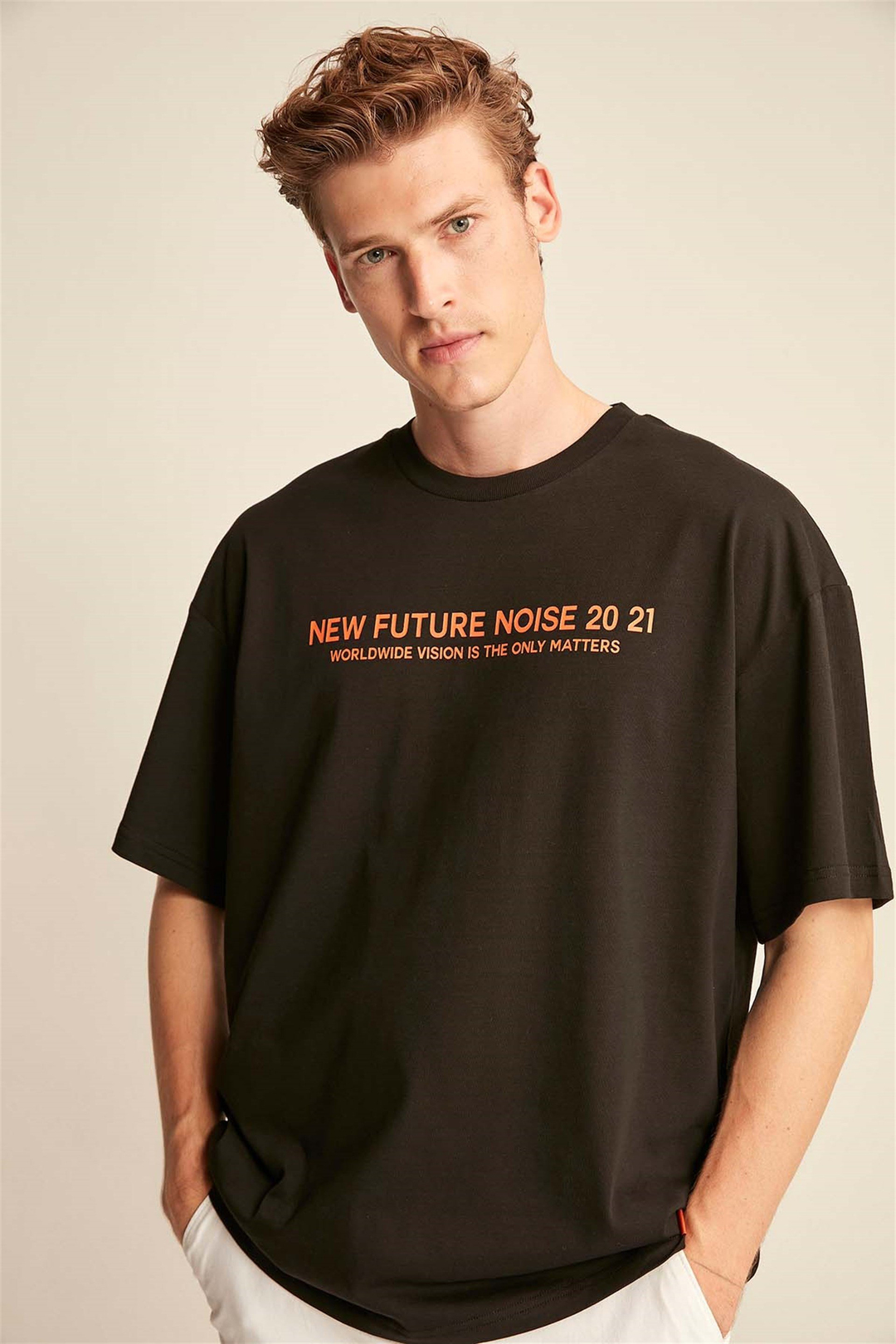 WESLEY Örme Oversize Siyah  T-Shirt