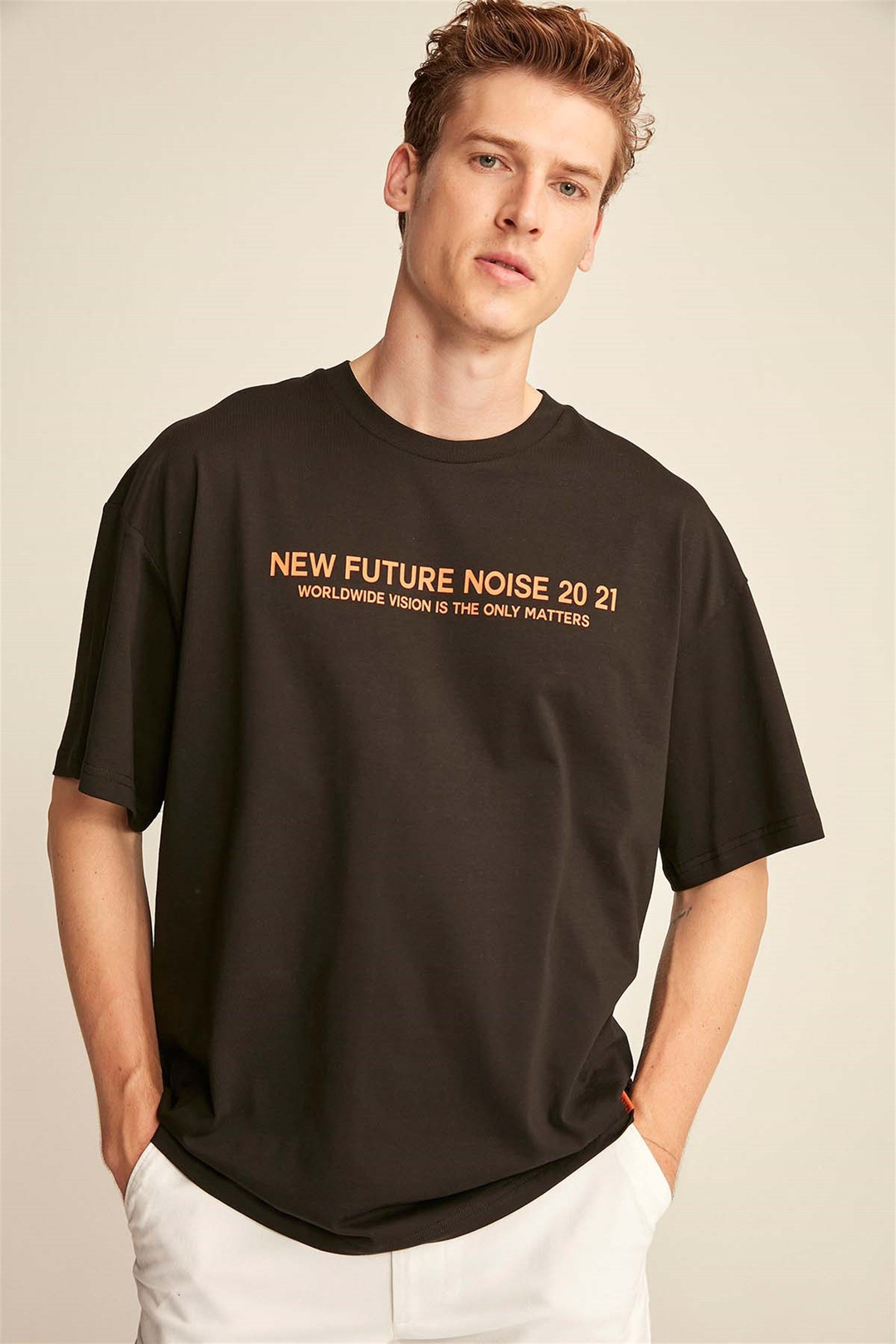 WESLEY Örme Oversize Siyah  T-Shirt