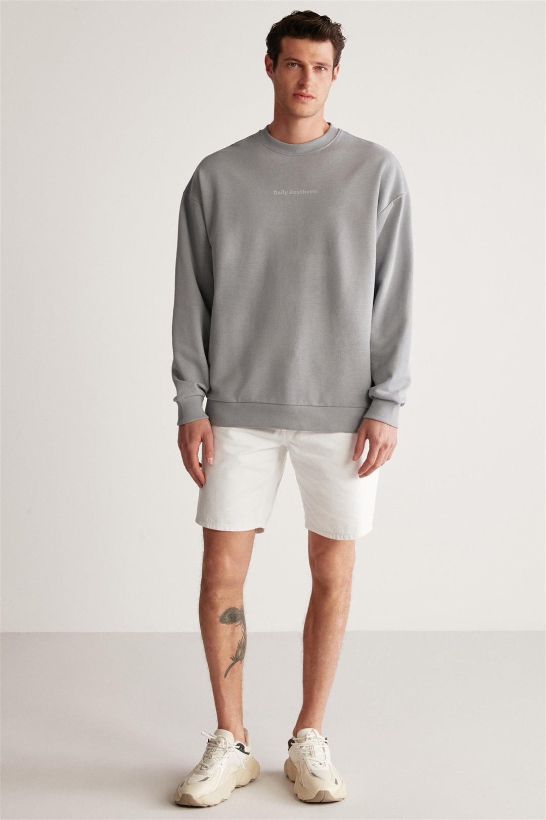 WILLIE Örme  Açık Gri Tekli Sweatshirt