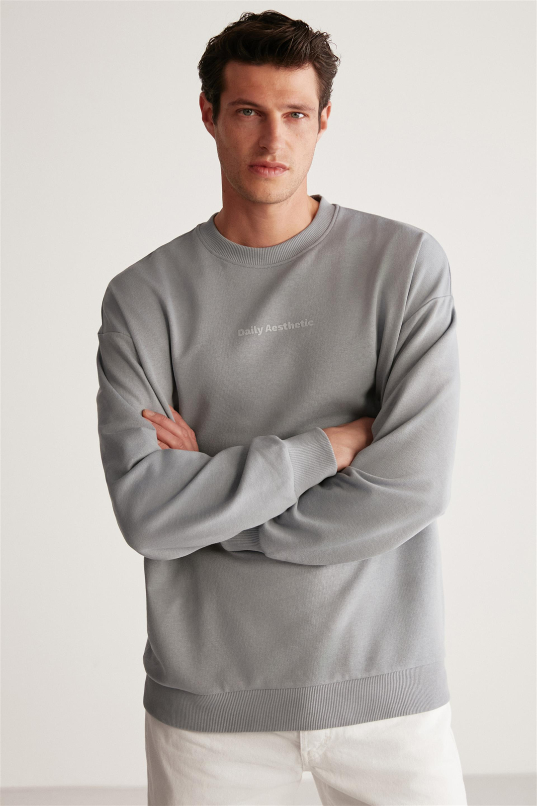 WILLIE Örme  Açık Gri Tekli Sweatshirt