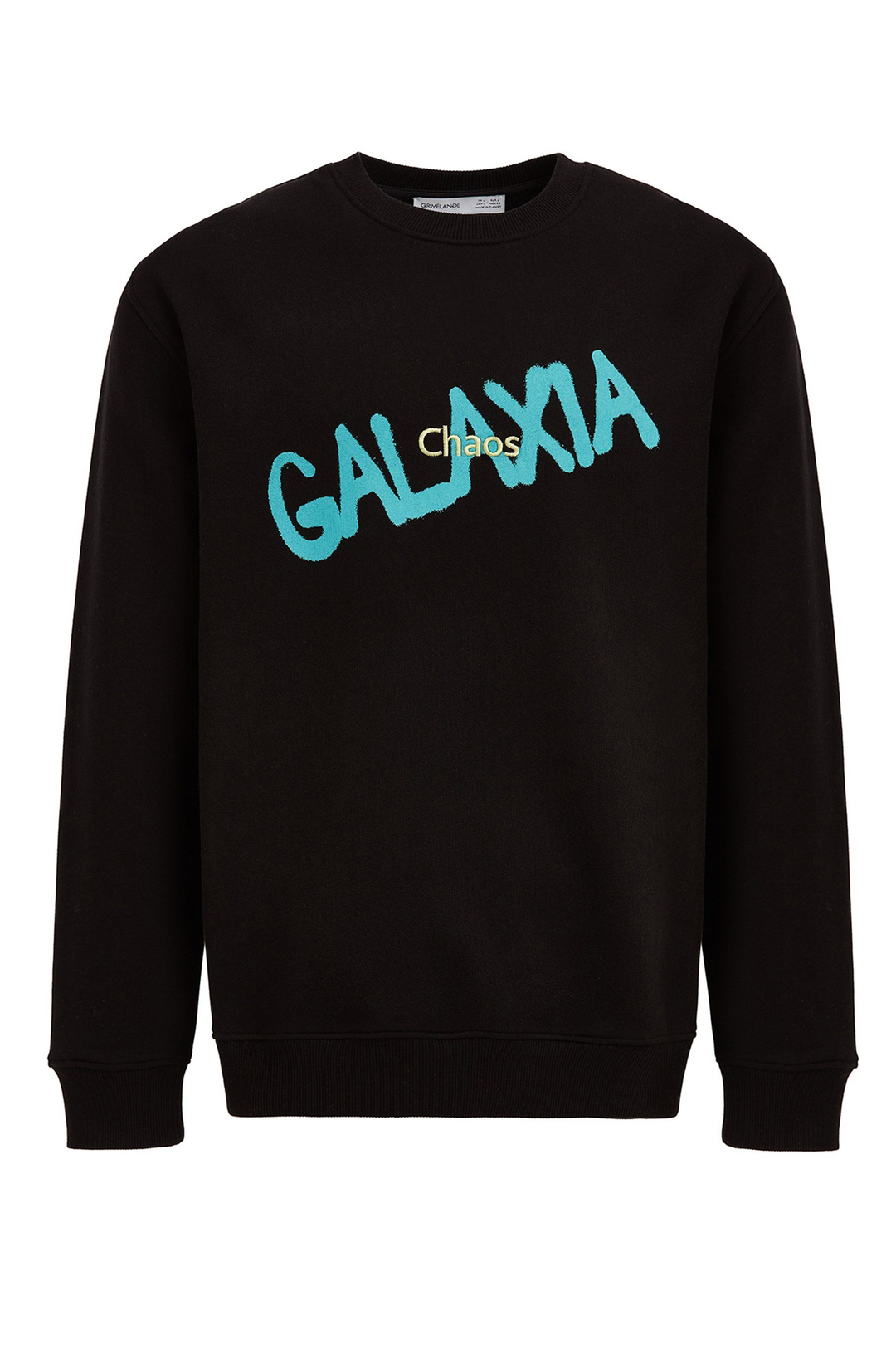 YEET Erkek Siyah Baskılı ve Nakışlı Yuvarlak Yaka Comfort Fit Sweatshirt