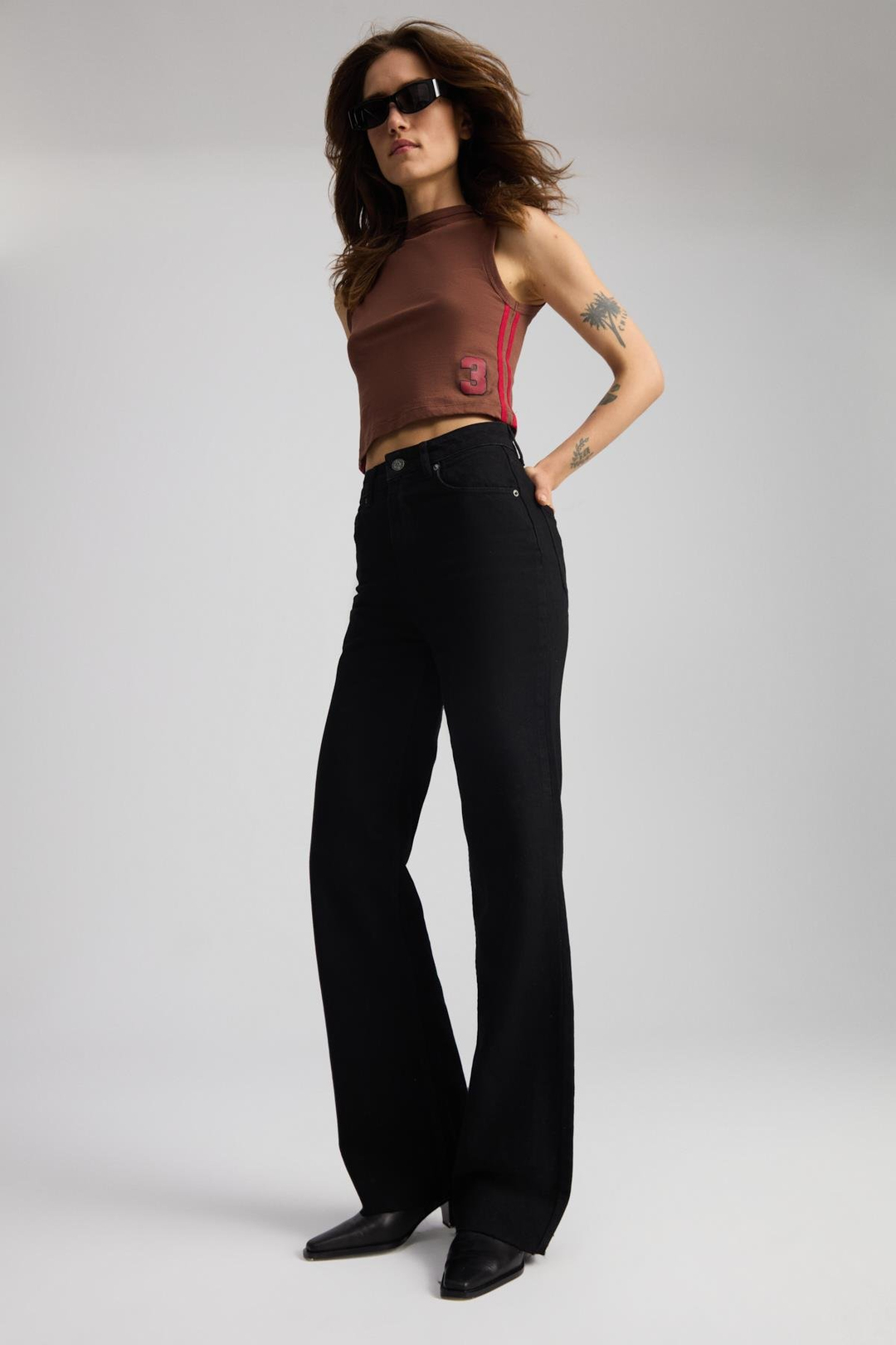 YESLIN %100 Pamuk Kadın Kahverengi T-Shirt