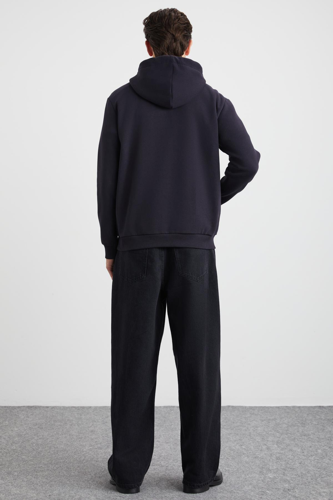 YOKOHAMA Erkek İçi Polarlı Yumuşacık Regular Kanguru Cepli Kapüşonlu Antrasit Sweatshirt