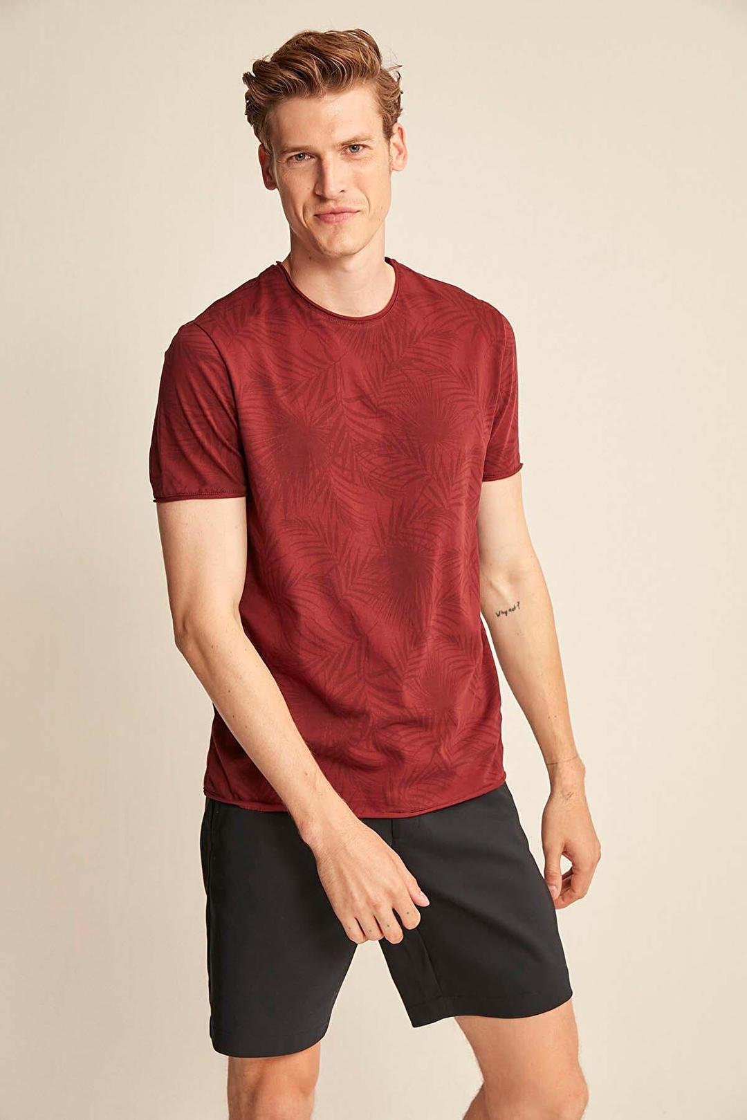 Zayden Örme Bordo T-Shirt