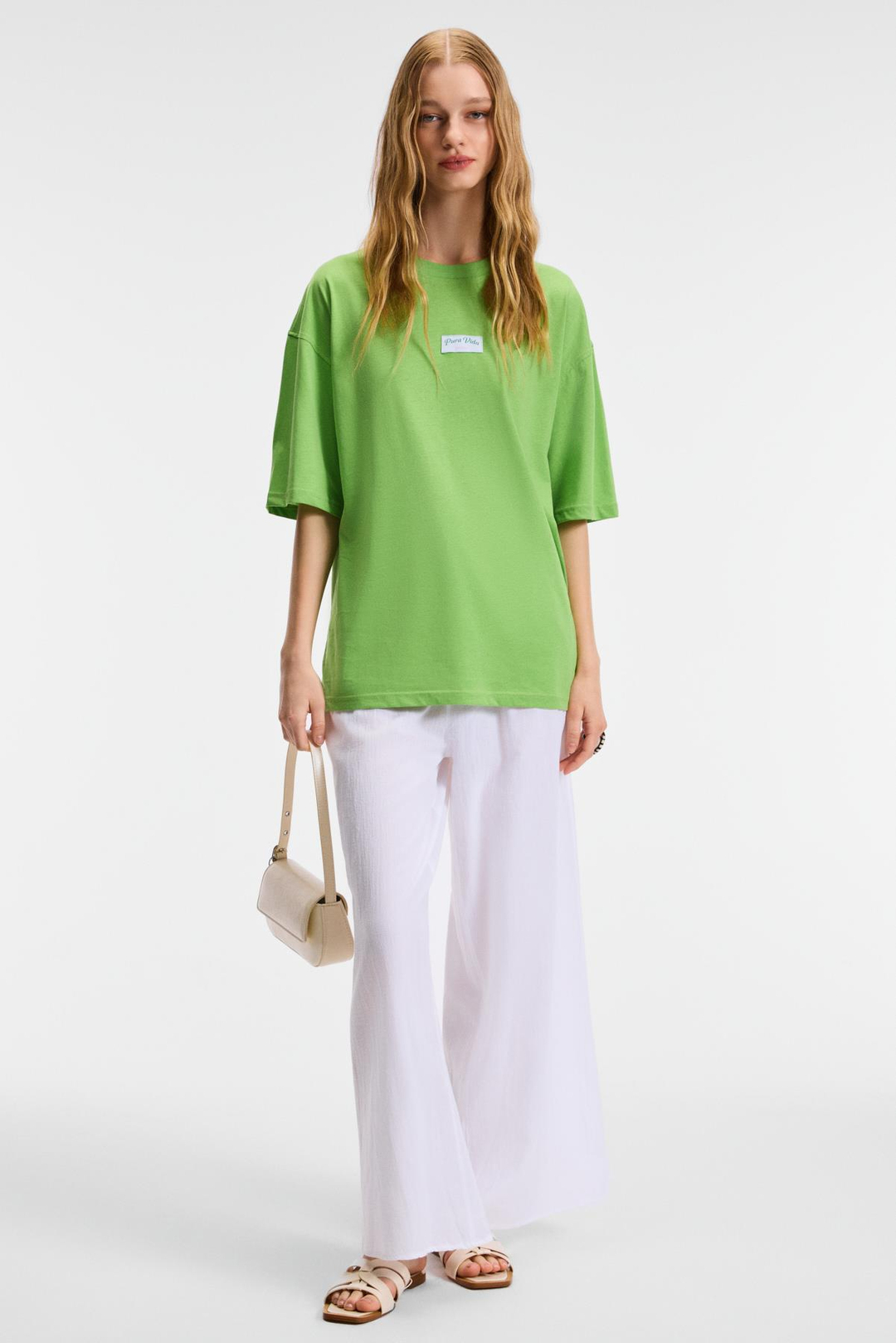 ZEYLINA Kadın %100 Pamuk Baskılı Regular Fit Kısa Kollu Bisiklet Yaka Yeşil T-Shirt