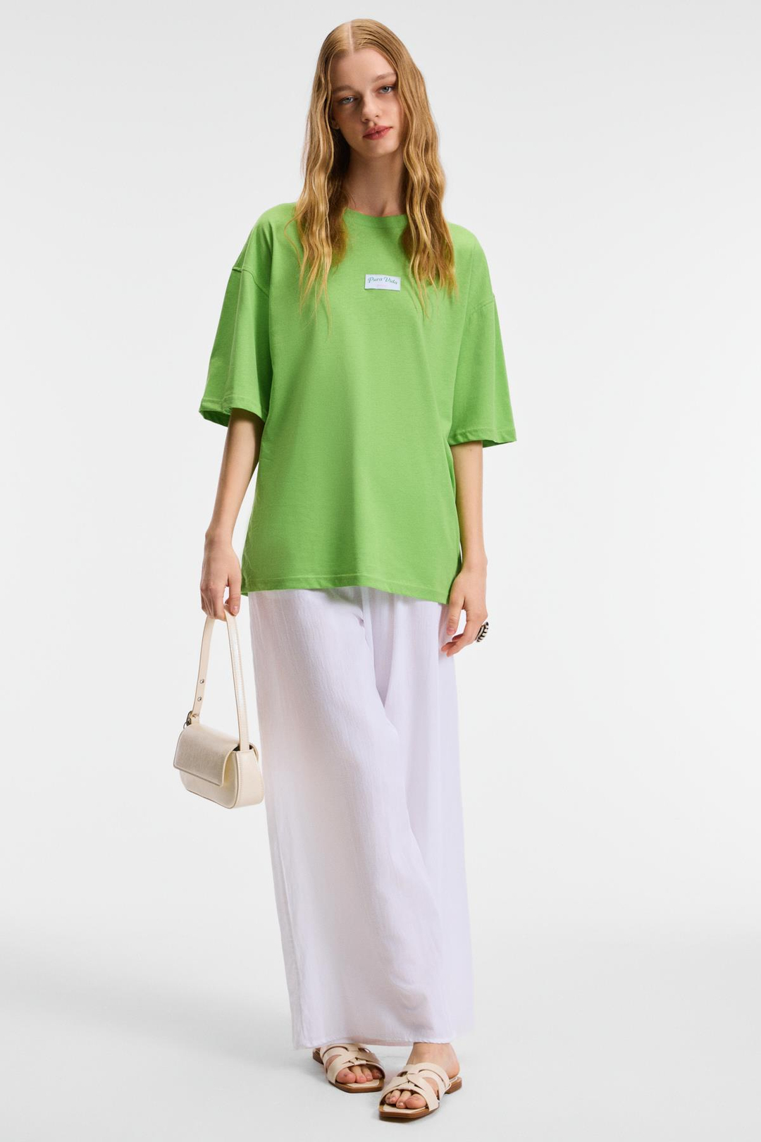 ZEYLINA Kadın %100 Pamuk Baskılı Regular Fit Kısa Kollu Bisiklet Yaka Yeşil T-Shirt