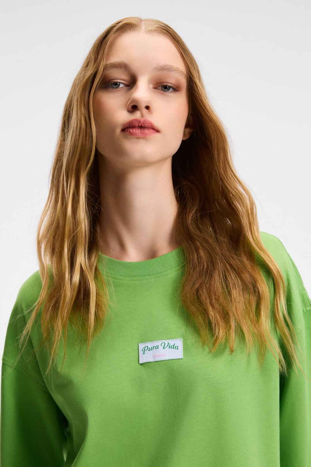 ZEYLINA Kadın %100 Pamuk Baskılı Regular Fit Kısa Kollu Bisiklet Yaka Yeşil T-Shirt