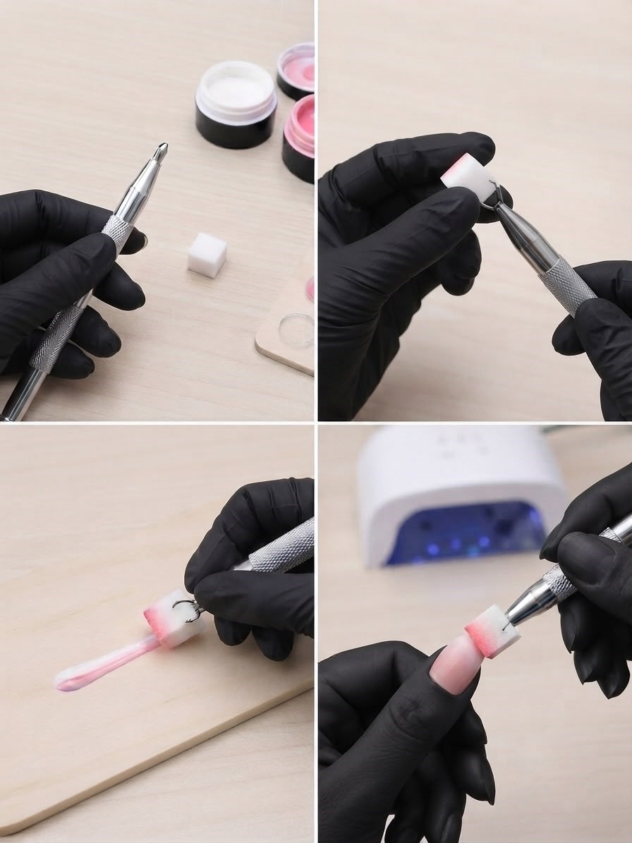 Kalıcı Oje, Protez Tırnak Ombre Nail Art Kalemi ve Yedek Sünger Seti